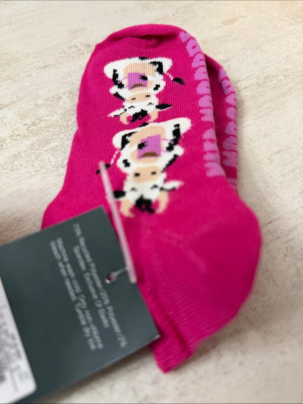 Women's No-Show Pink Cow Print Socks